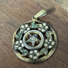 Vintage Order of the Eastern Star Sterling Vermeil Enamel Pendant OES Masonic picture