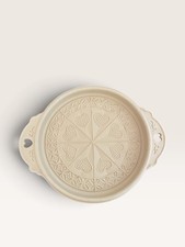 VTG 1988 Brown Bag Cookie Art Ceramic Shortbread Mold Pan Hearts picture
