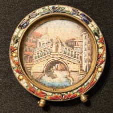 Vintage Italian Micro-Mosaic Round Miniature Picture Frame picture