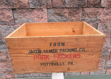 Vintage Jacob Ulmer Advertising PORK PACKERS Pottsville Pa Wood Shipping Crate picture