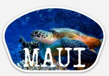 Hawaii MAUI TURTLE STICKER - Island beach surfing surf shop Hawaiian sunset picture