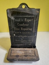 Antique Franks Expert GOODYEAR Shoe Repair Wall Mount Tin Matchbox Holder Ch. IL picture