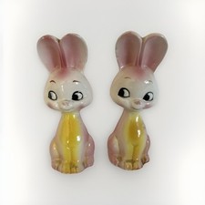 Vtg Antique Bunny Rabbit Salt & Pepper Shakers Japan Oink Yellow Easter Bunnies picture