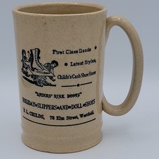 Vintage Moira Stoneware Advertising Mug Shoe Store Skates, Holiday England picture