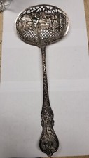 Incredible .833 Silver Dutch handcrafted very large silver sifting spoon 9.08 Oz picture