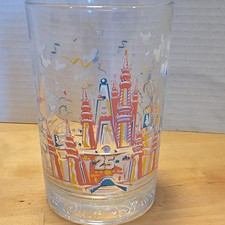 Disney Donald Duck Walt Disney World 25th Anniversary Clear Glass Tumbler picture