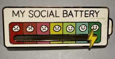 My Social Battery Lapel Pin Movable * Collector-Mental Health Awareness picture