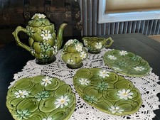Inarco 1967 Green Apples And Daisies Pitcher, Sugar+Gravy bowl &Plates Set picture
