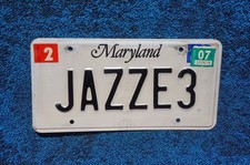2007 Maryland JAZZE3 Vanity License Plate picture