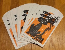 VTG NEW BLACK CAT HALLOWEEN TRICK OR TREAT PAPER CANDY BAGS 21 BAGS 6