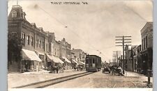 DOWNTOWN TRICK TROLLEY hortonville wi real photo postcard rppc main street wagon picture