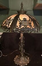 Edwardian Era Slag Glass Chaised Brass Lamps - Stunning picture