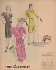 Vintage 1945 Women Fashion Dress Editorial Print Spread 7 Page WWII Era Decor picture