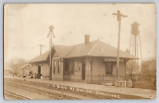 Toledo & Ohio Central Railroad Train Station Johnston OH RPPC Postcard 1916 picture