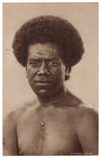 1910 Ethnic Native Fijian South Pacific Man, Raphael Tuck, Old Fiji Postcard picture