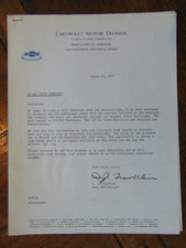 Original Chevrolet Motor Division Dealer Letter March 18, 1955 - Autronic picture