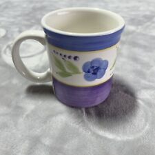 Gibson  Housewares Large 12 Oz Coffe Tea Mug. White W/ Purple & Blue Flowers. picture