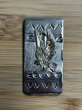 Navajo Genevieve Jones Eagle Money Clip 925 Sterling Silver 12K Gold Fill NWT picture