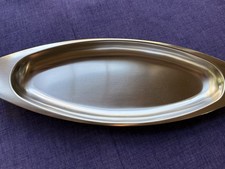 Vintage-MCM Kalmar Designs Denmark Stainless Steel Oval Tray 14 in x 5 in x 1 in picture