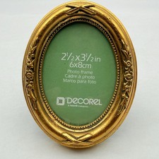 Vintage Decorel Silver & Gold Tone Oval Frame Ornate 2 1/2” X 3 1/2” picture