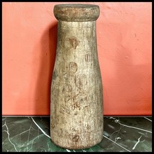 Antique Gaffed Carnival Milk Bottle Target Rigged Lead Weighted Wood Folk Art picture