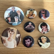 Vintage 80s pin back badge buttons lot of 8 picture