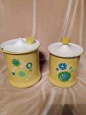 Vintage Kromex Cannisters Set Of 2 - 7 & 8 inch picture