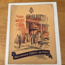Vintage 1945 Ye Olde Wayne Club Thanksgiving Menu 1033 Wayne Street rare picture