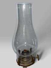 Antique Miniature Flat Wick Oil Lamp Hardware Hugo Schneider  with Glass Chimney picture