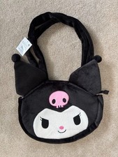 Sanrio Kuromi Big Face Plush Tote Bag Black Fluffy Shoulder Bag Japan Kawaii picture
