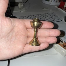 rare antique 18th century brass figural whale oil lamp 1700's weighted bottom picture