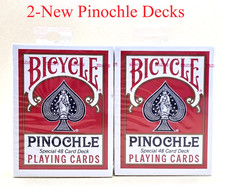 2 - Pinochle Bicycle Rider Back  Decks of Playing Cards - Both Red Back picture