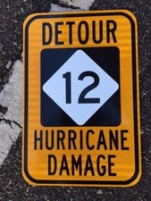 OBX NC 12 road sign Detour hurricane 12