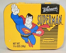 Vtg 1998 Whitmans Superman Chocolate Candy Tin 90s Collectible  picture