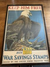 KEEP HIM FREE WWII vintage USA poster EAGLE planes WAR savings stamps 20x30 picture