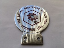 C1960s-70s ERA THE BRITISH BEE KEEPERS ASSOCIATION FOUNDED 1874 ENAMEL CAR BADGE picture