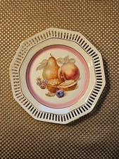 Schumann Arzberg Germany Fruit Motif Porcelain Plate, Lattice White/Pink picture