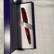 Waterman Ballpoint Pen Red Marbled Resin with Gold Trim in Box picture
