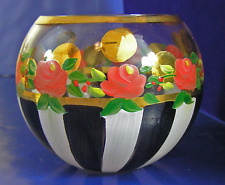 MacKenzie Childs Courtly Stripe Circus Round Glass Globe Rose Bowl Vase (T) picture