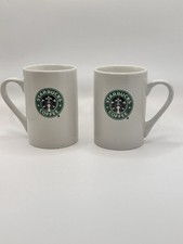 2 Starbucks 10oz 2008 Coffee Tea Mug Tall 4” White Green Mermaid Siren Logo picture