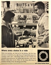 Advertising Industry Grocery Store Vintage Print Ad 1961 13x10 B&W Economy picture