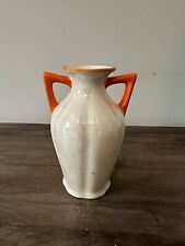 Vintage Croche Slovakia Ceramic Lusterware Bud Vase Orange & White 5.5”T picture