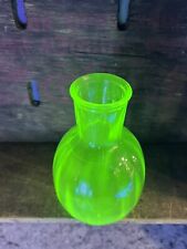 Vintage Green Glass Vase Uranium /  Vaseline Depression Ribbed 5.75