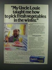 1986 Ziploc Freezer Bags Ad - Dom DeLuise and Dom's Succotash recipe picture