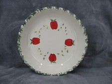 Buckeye Stoneware Pie Dish Round Ruffled Edge Hand Painted Apple 10