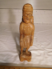 Vintage Chinese Carved Wood Asian Man w/ Backpack picture