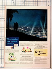 1941 Southern California Travel Ad Vintage Print Los Angeles Night View Ephemera picture