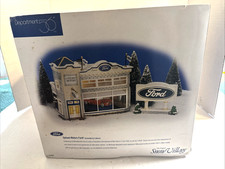 Department 56 Snow Village Uptown Motors Ford Dealership Mustang  Unused Rare picture