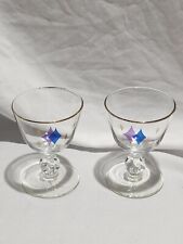 2x 1950s Libbey Atomic Diamond Cordial Champagne Glass Mid Century Modern MCM picture