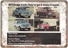 Vintage 1977 Dodge Trucks Auto Ad Retro Look Reproduction Metal Sign AM3383 picture